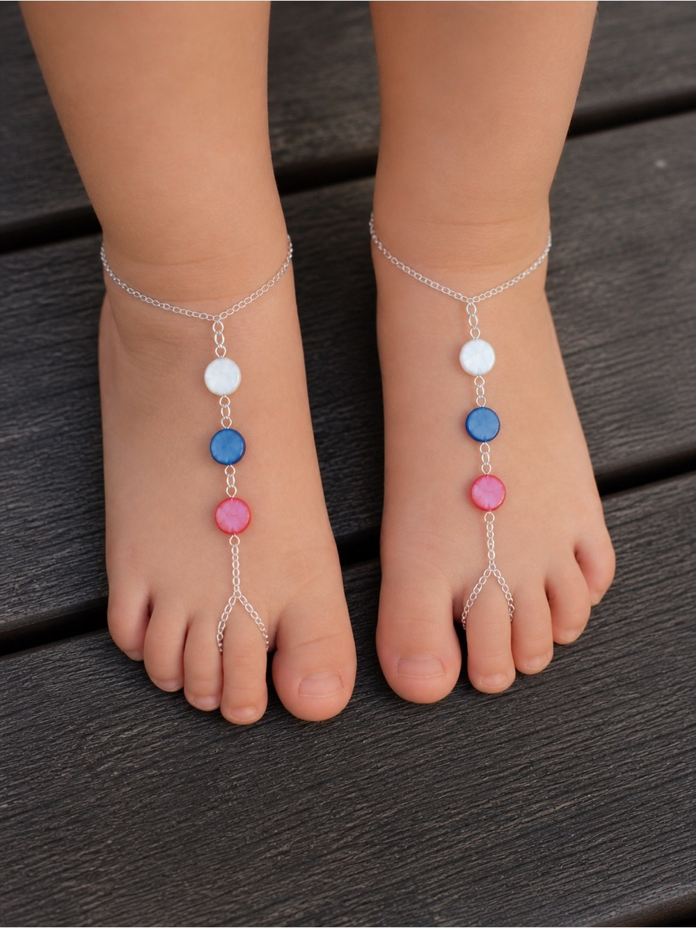 Sterling silver Baby and Child Beaded Barefoot Sandals - custom